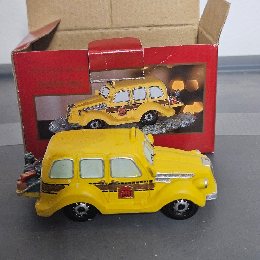 St Nicholas Square Village Accessory Yellow City Taxi Cab Car Vehicle Decor